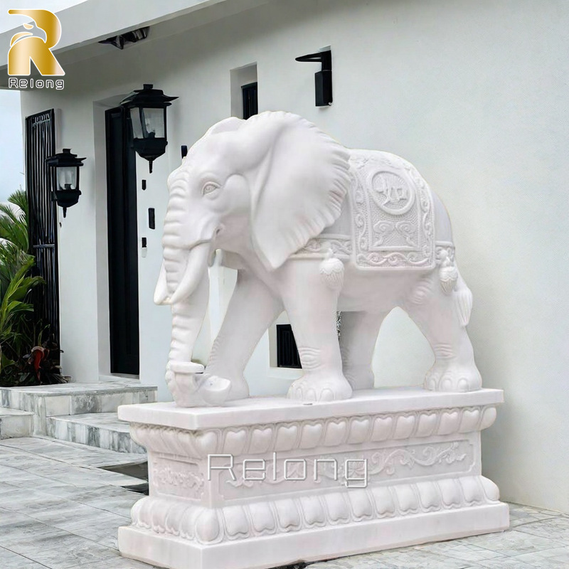 Big Marble Elephant Statue for Home Entrance RMES-003