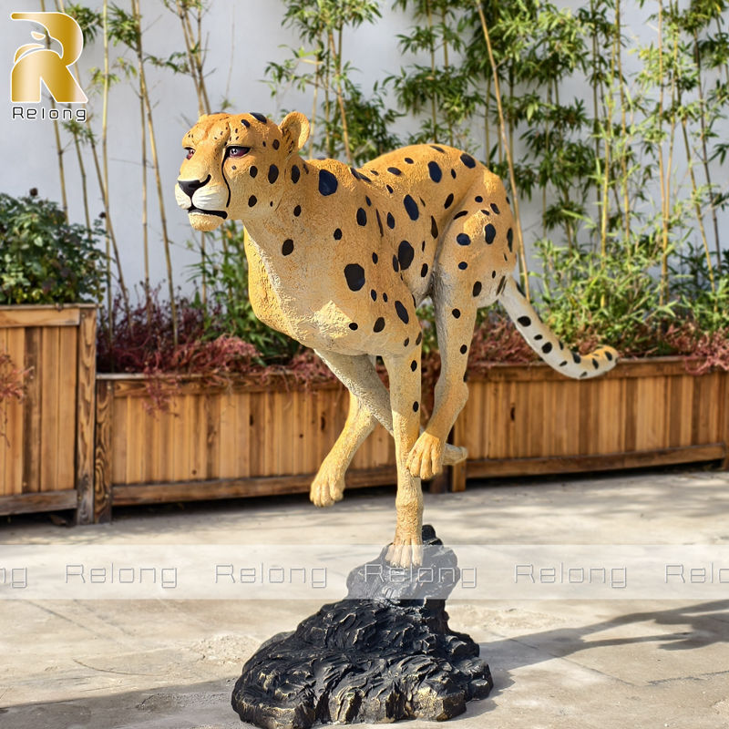 Lifelike Real Size Bronze Leopard Statue for Garden Decor RBLS-003