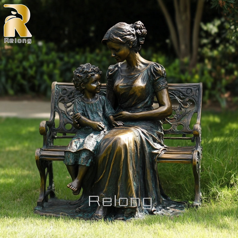 bronze mother and child statues