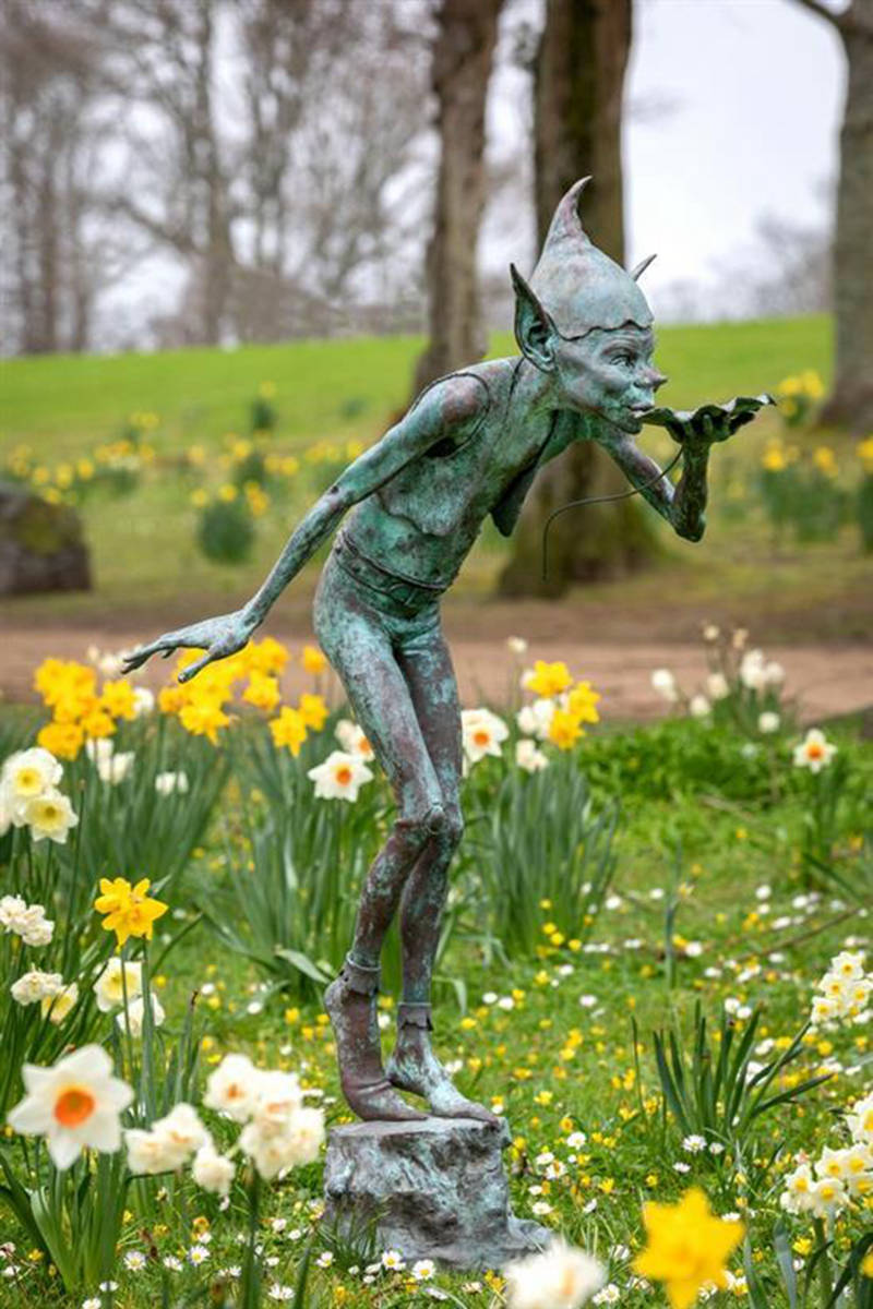 bronze pixie sculpture for garden decor