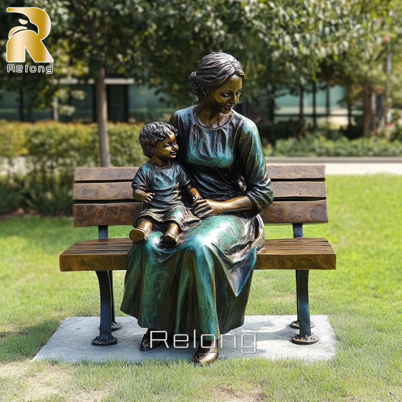 life size bronze mother and child statues