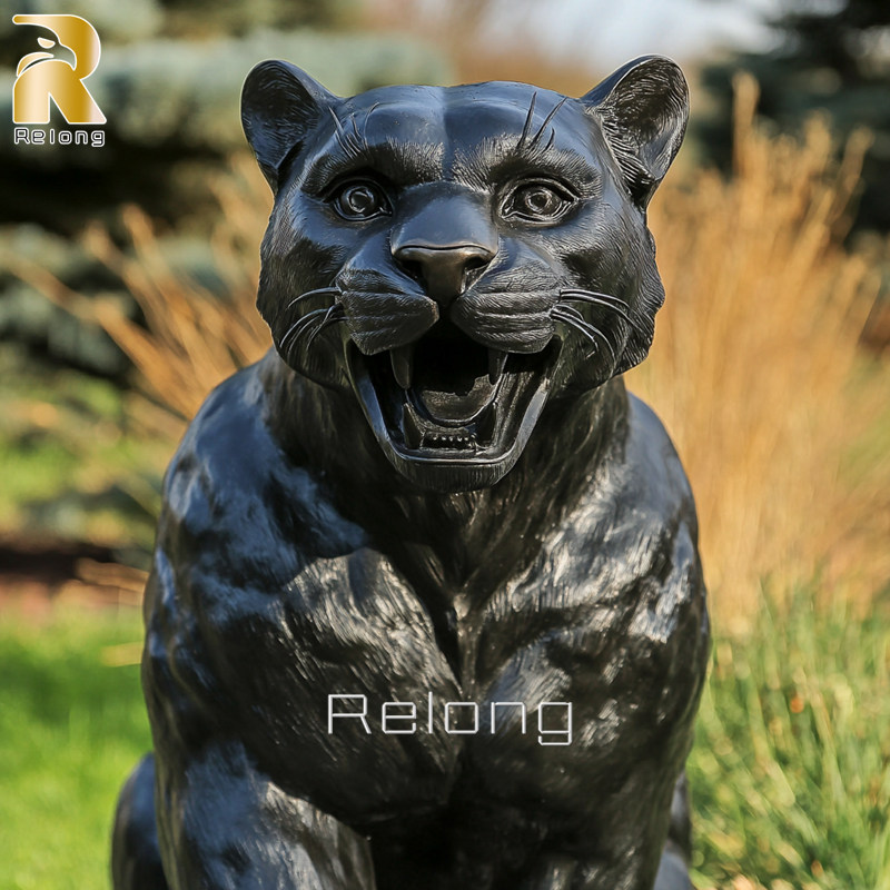 high quality black puma sculpture details