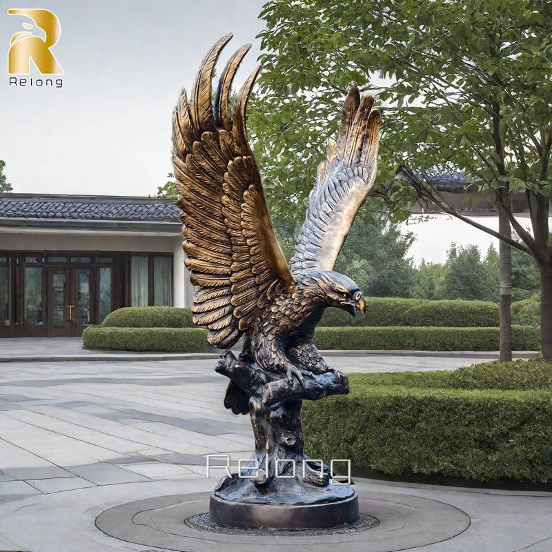 Outdoor Bronze Eagle on Branch Statue RBES-005