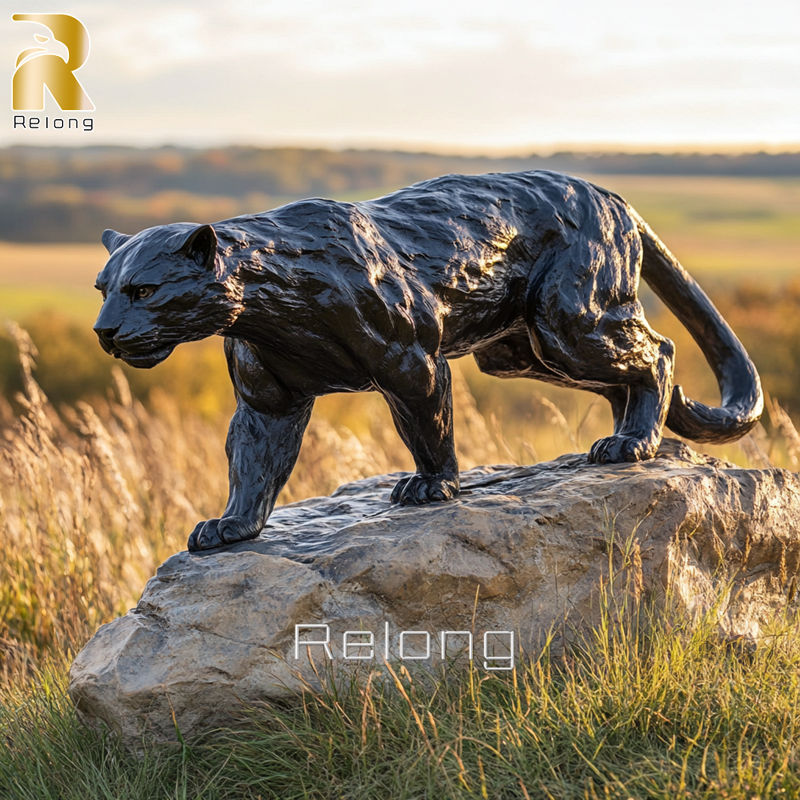 bronze cast puma sculpture for outdoors