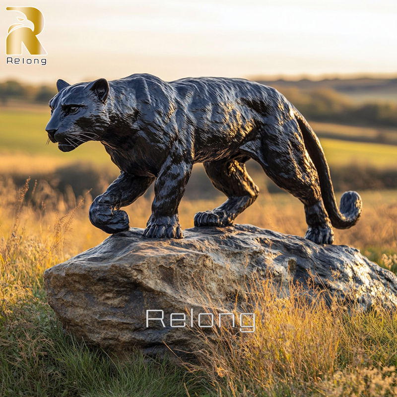 Bronze Cast Black Puma Statue RBLS-004