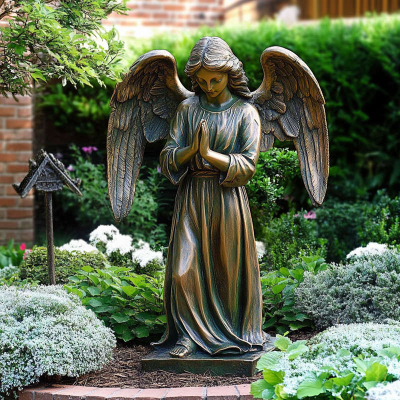 cast bronze guardian angel statue