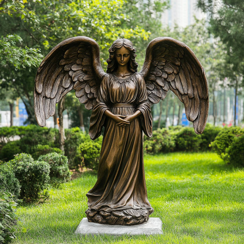 large bronze guardian angel statue