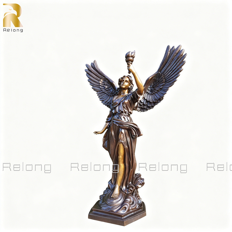 life size angel holding tourch statue