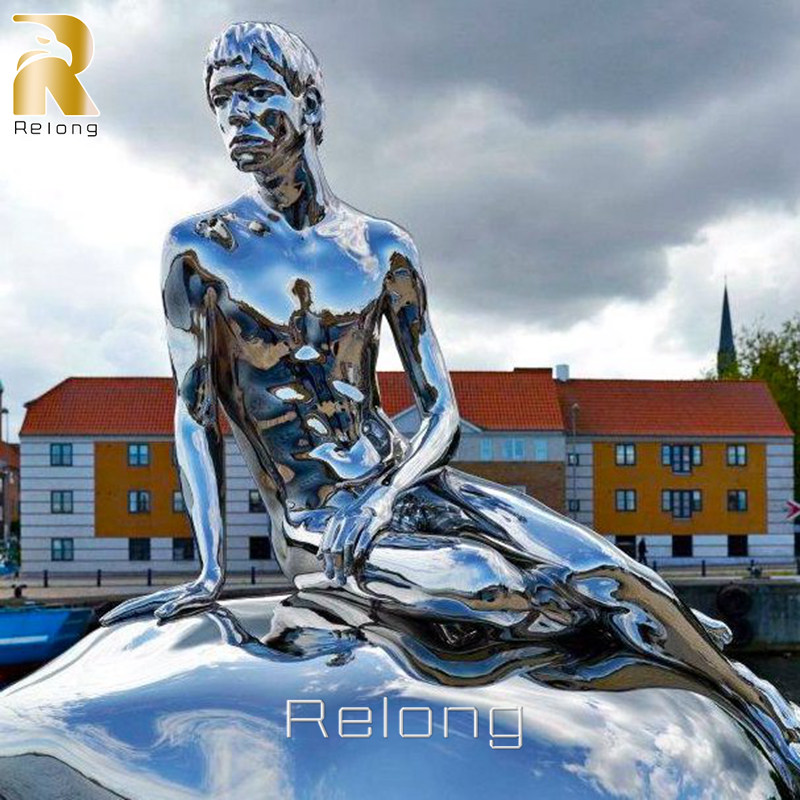 Modern Stainless Steel The Little Merman Han Statue RMSS-013