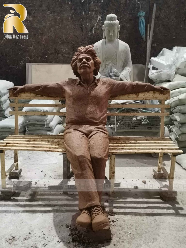 Albert Einstein statue clay model