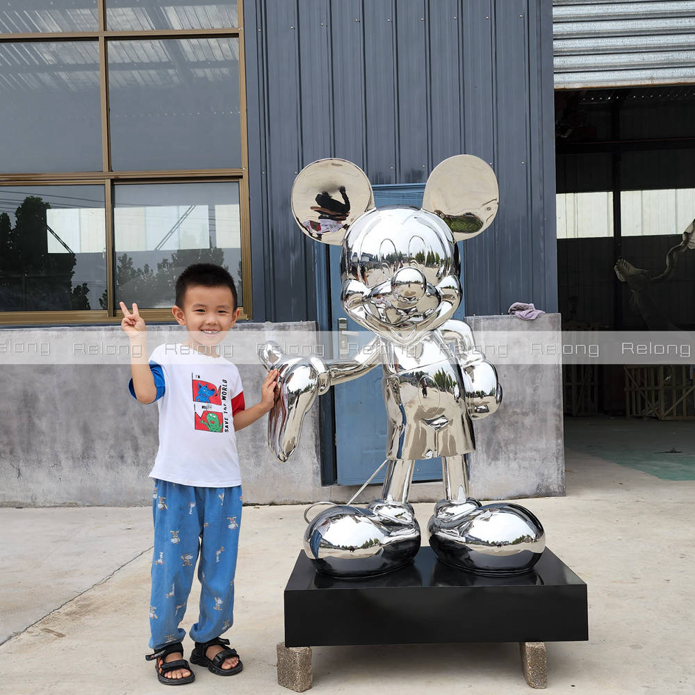 Finished Stainless Steel Mickey Mouse Sculpture at Relong Factory