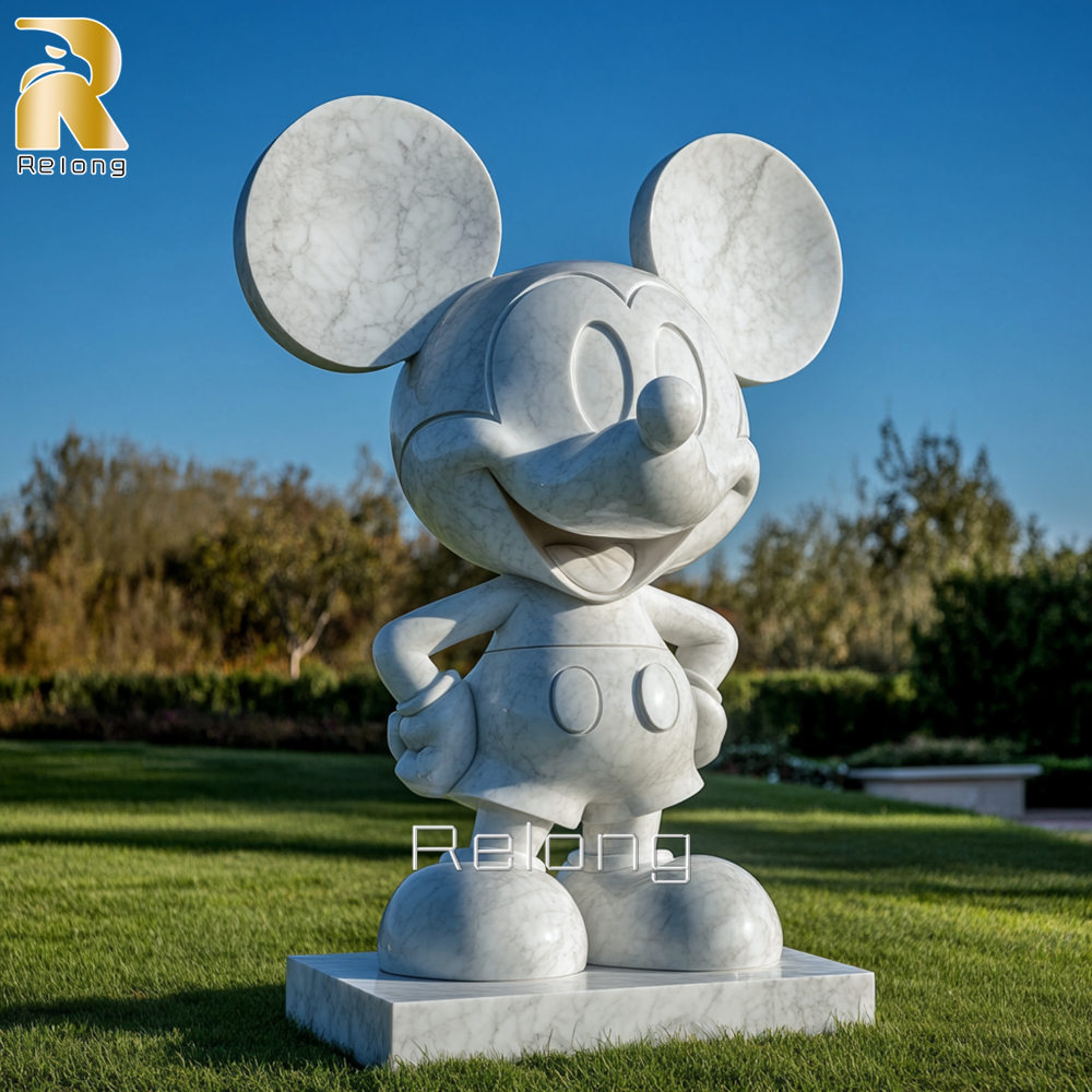 Marble Mickey Mouse Sculpture