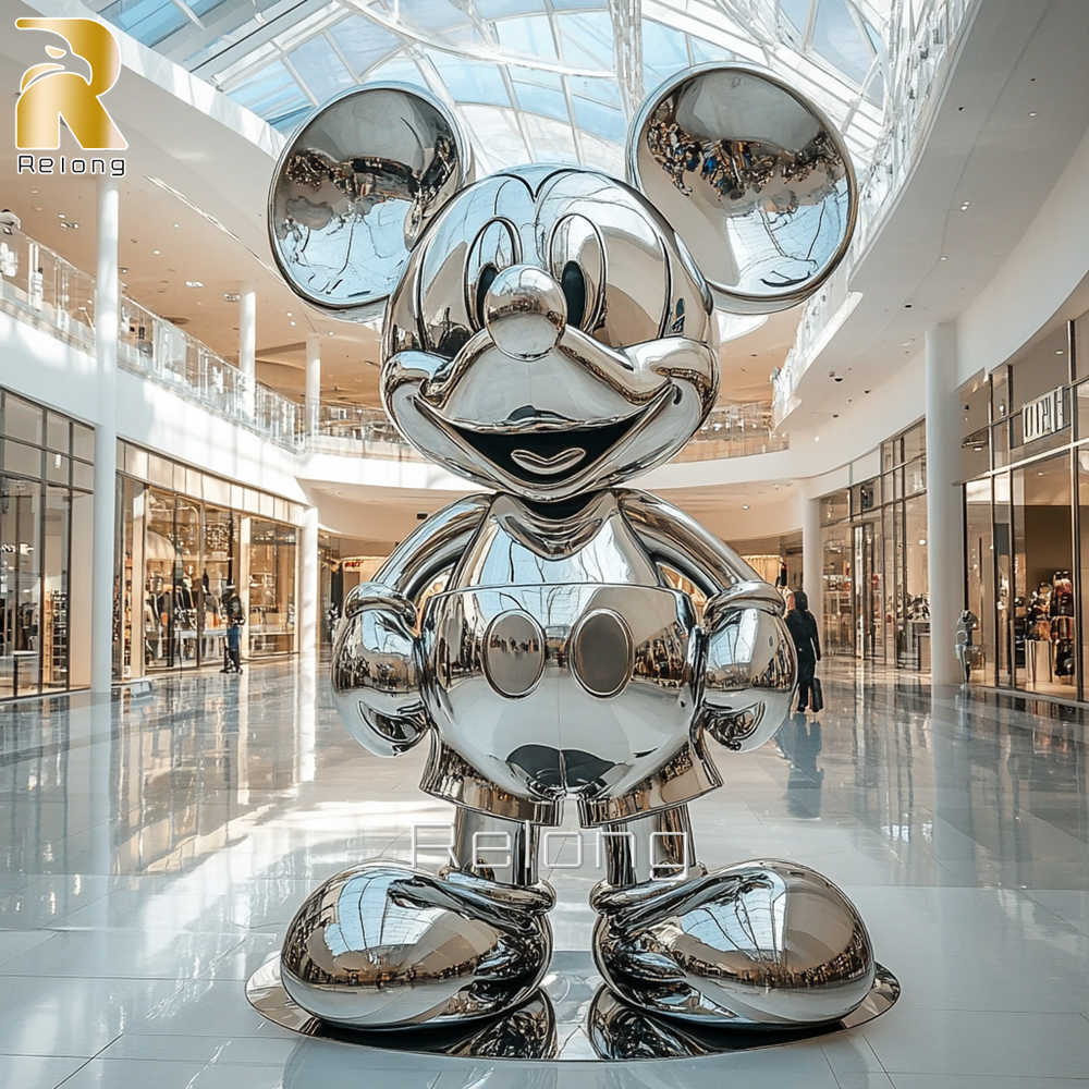 Stainless Steel Mickey Mouse Sculpture for Shopping Mall Decor