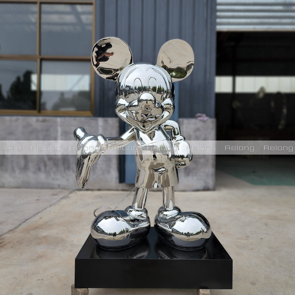 Mirror Polished Stainless Steel Mickey Mouse Sculpture