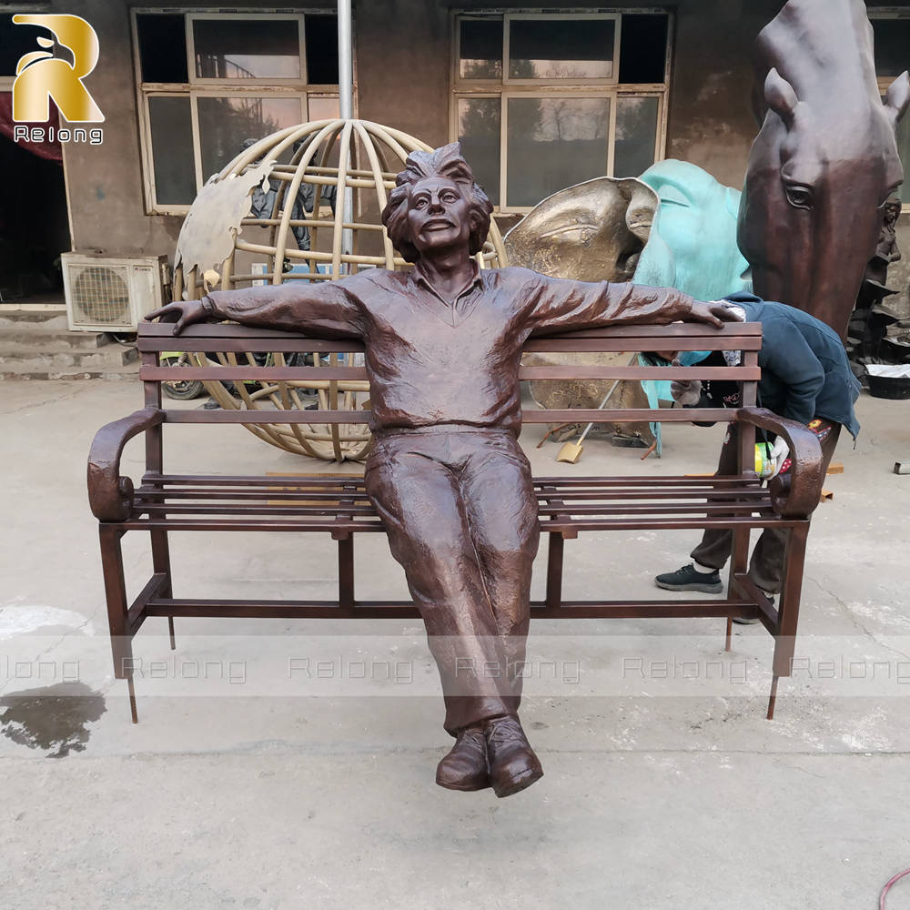 finished life size bronze Albert Einstein statue