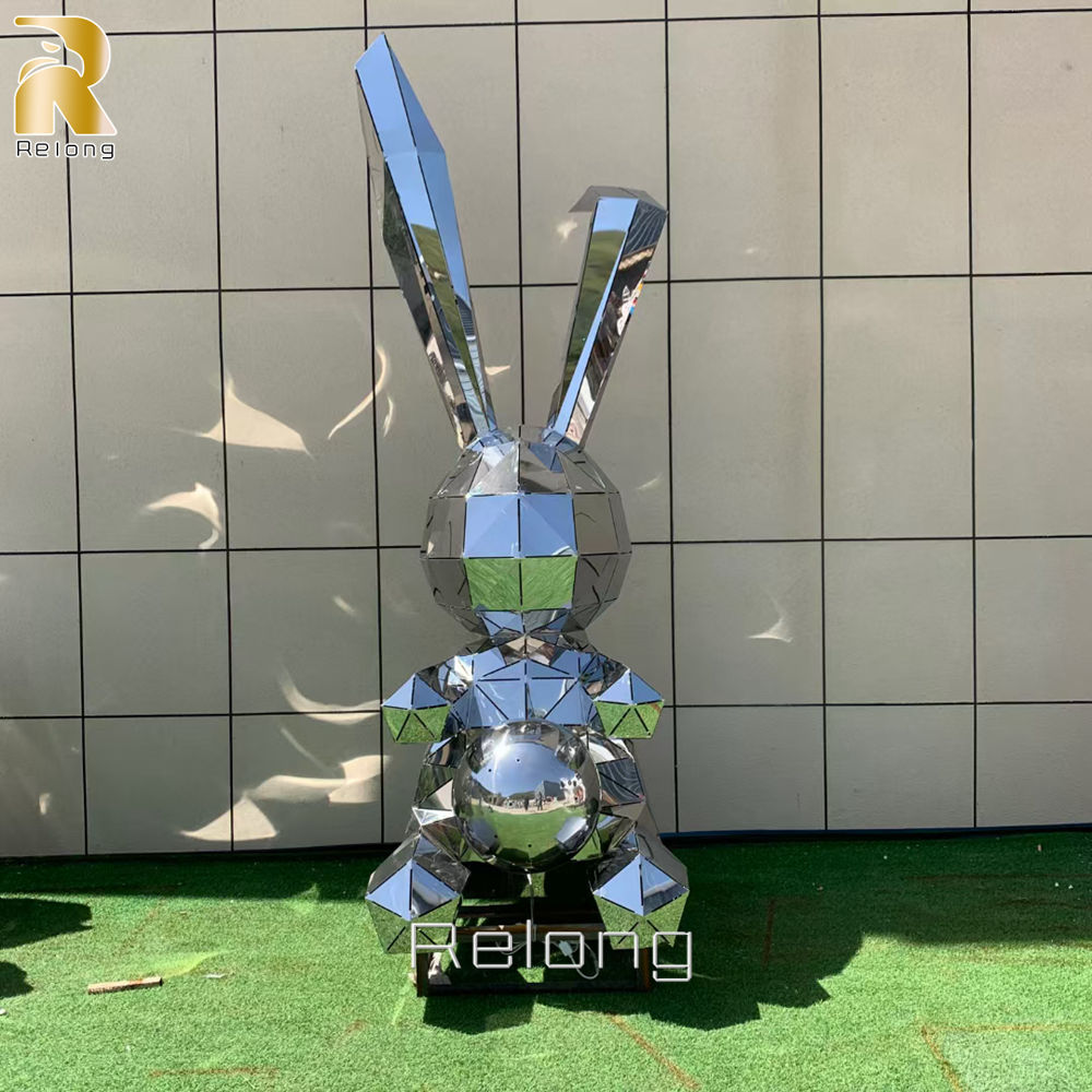 complete high quality stainless steel rabbit sculpture at factory