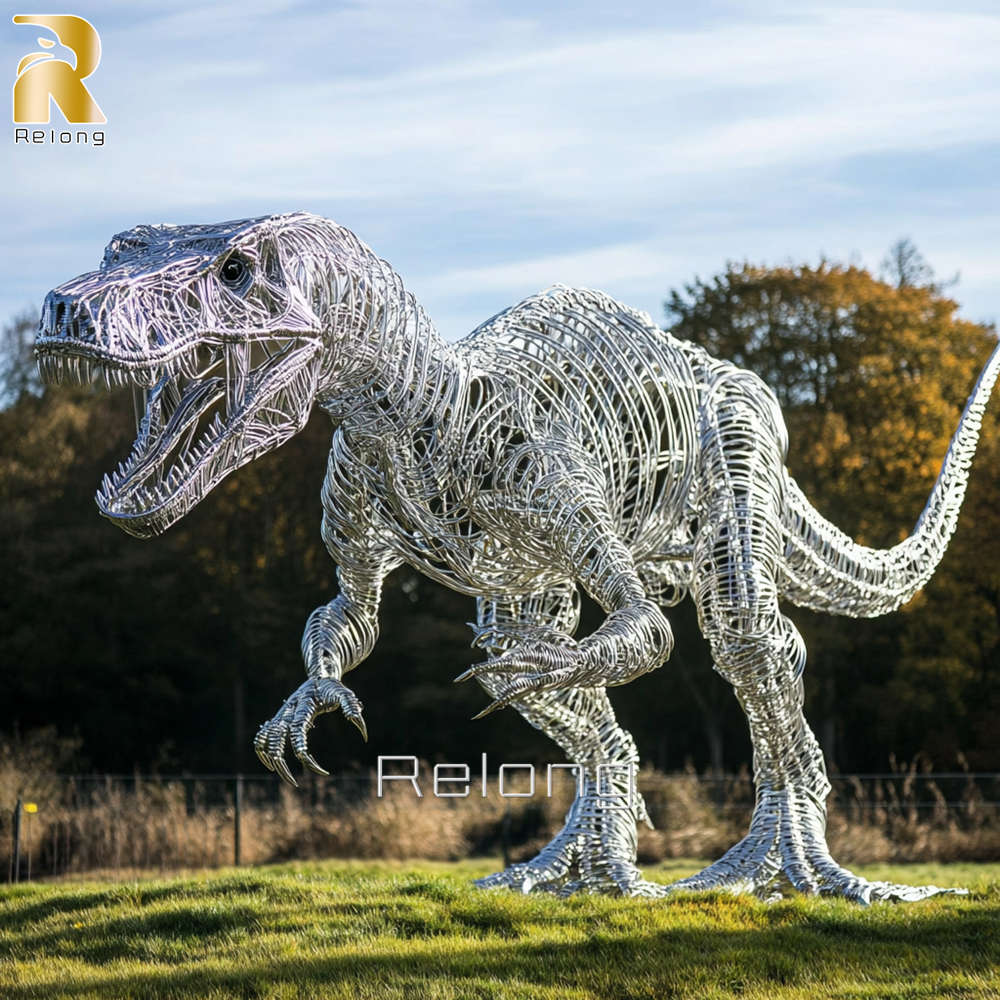 large metal dinosaur sculptures