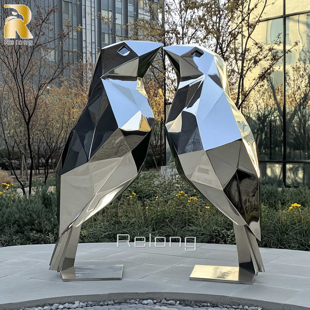 metal crafts geometric bird sculpture