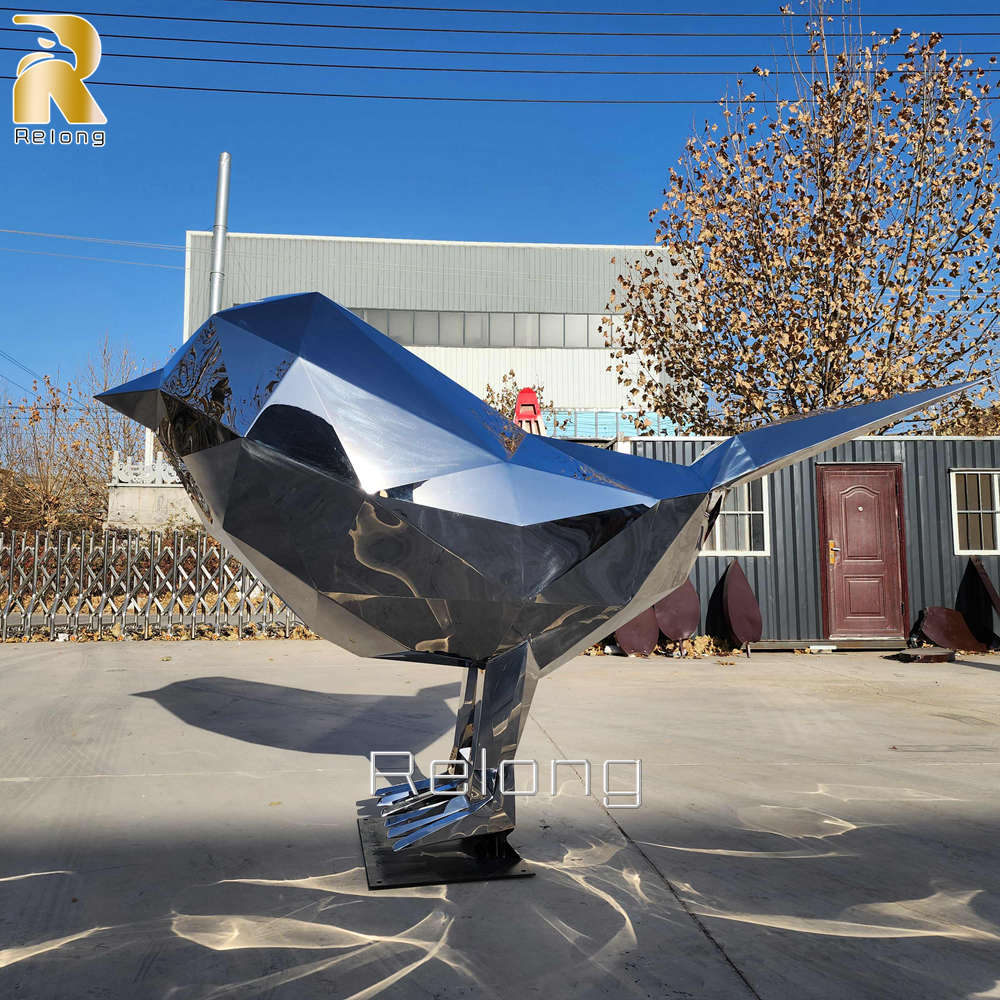 metal geometric bird sculpture