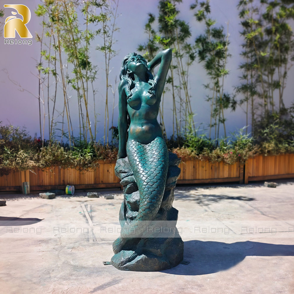 outdoor brass mermaid statue