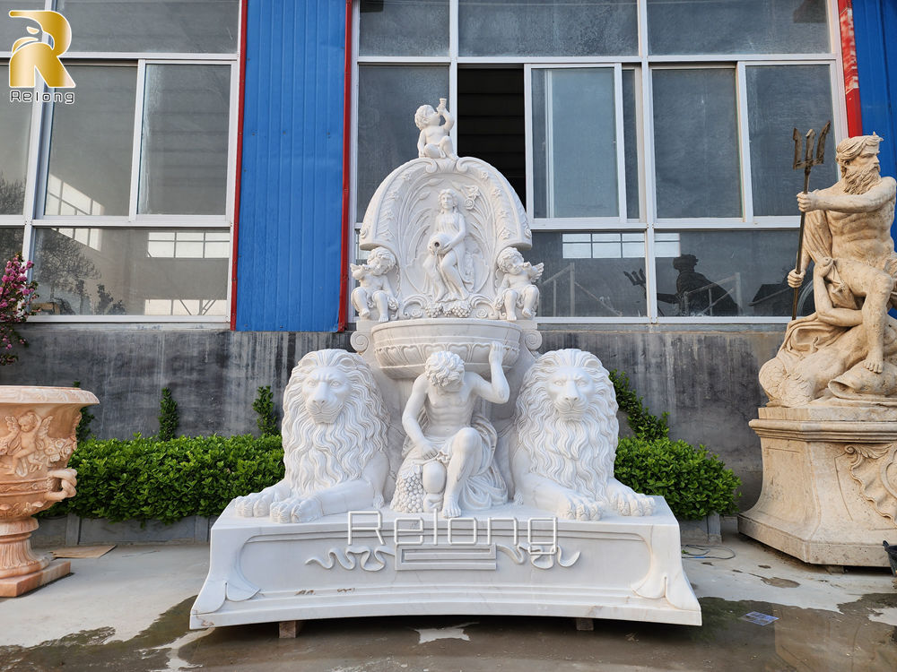 detailed marble wall fountain
