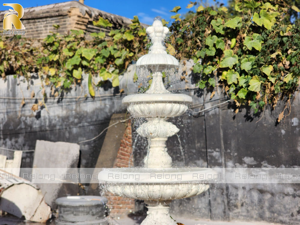 hand carved three-tier fountain
