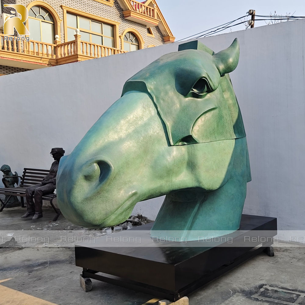 large bronze horse head sculpture