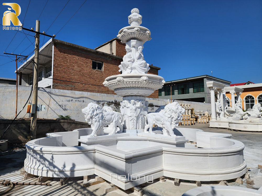 large marble lion fountain