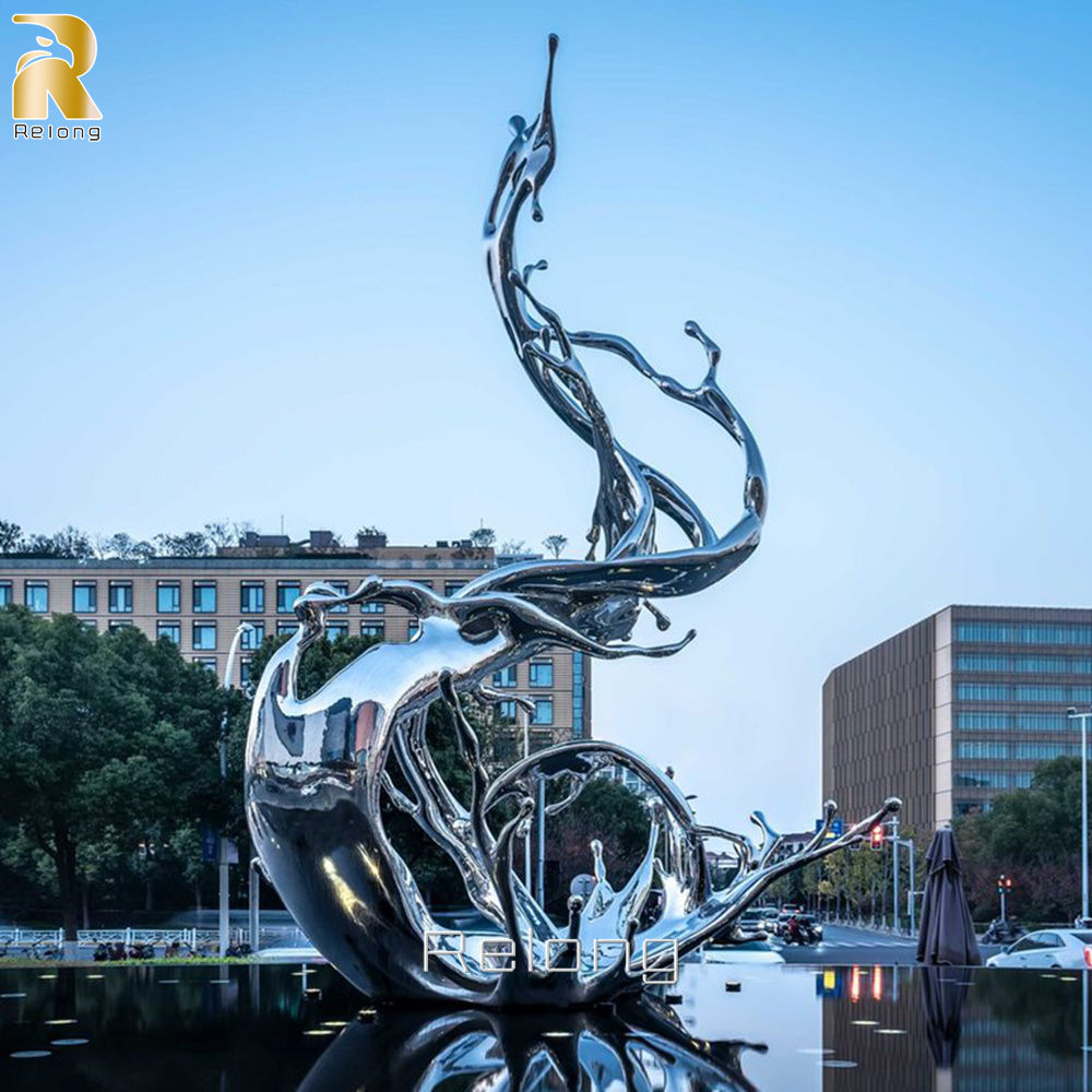 Large Stainless Steel Water Splash Landscape Sculpture for Sale RMAS-016