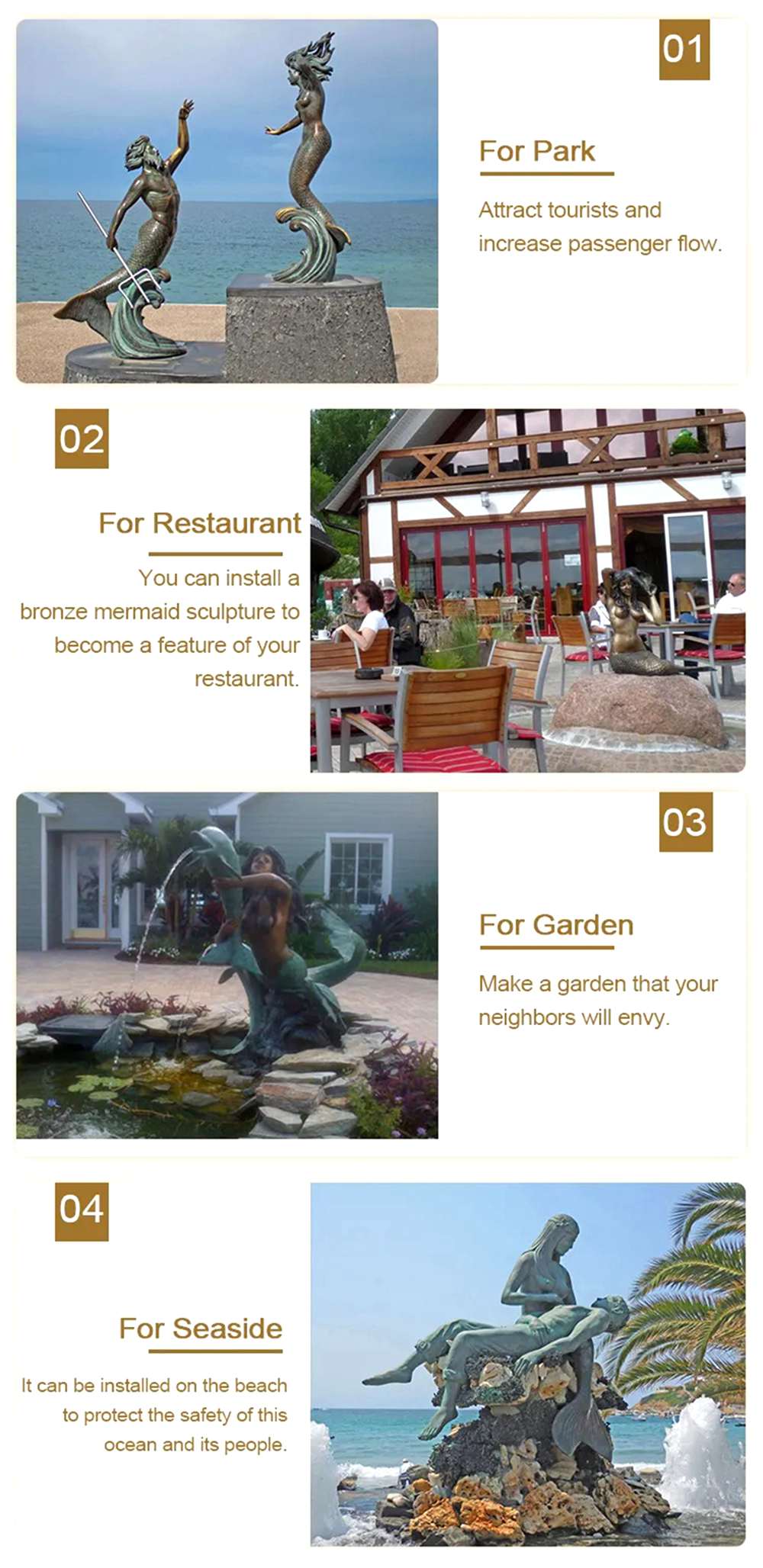 bronze mermaid statue application