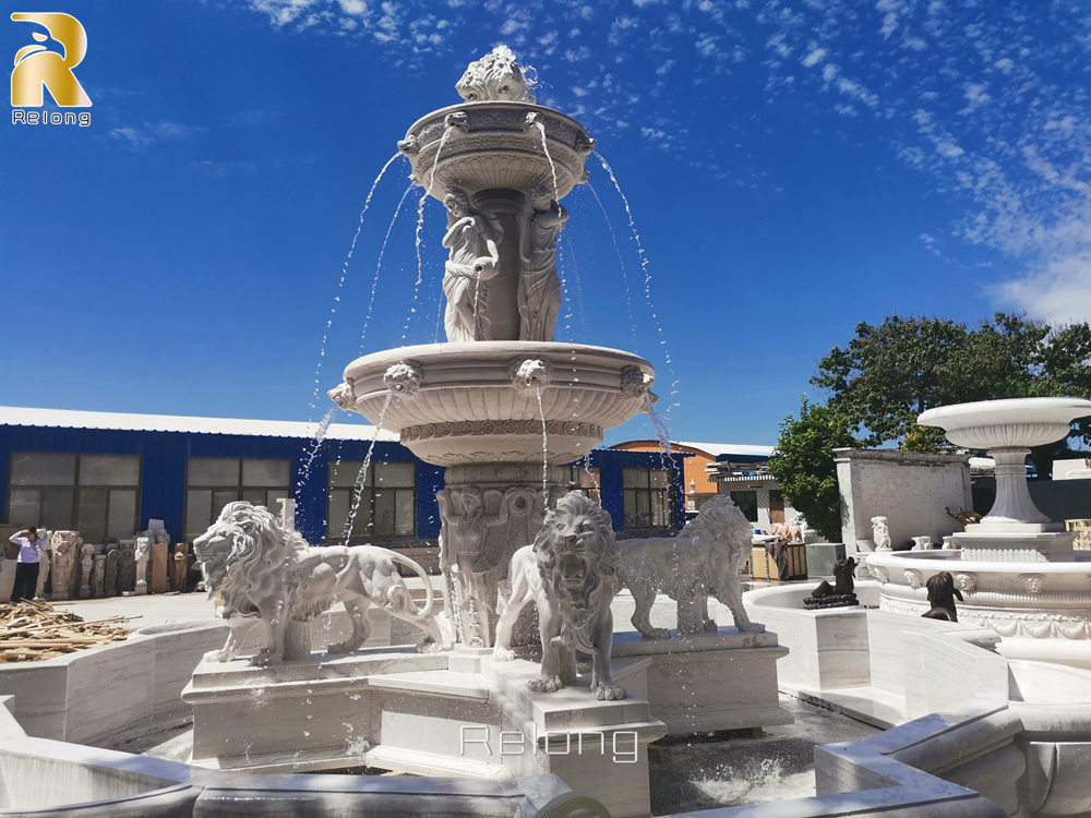 noble marble lion fountain