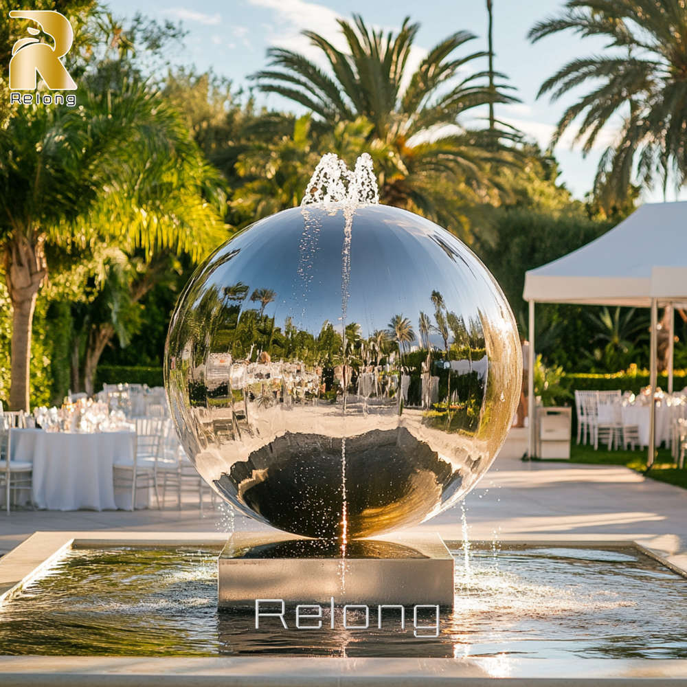 outdoor decorative stainless steel sphere water feature