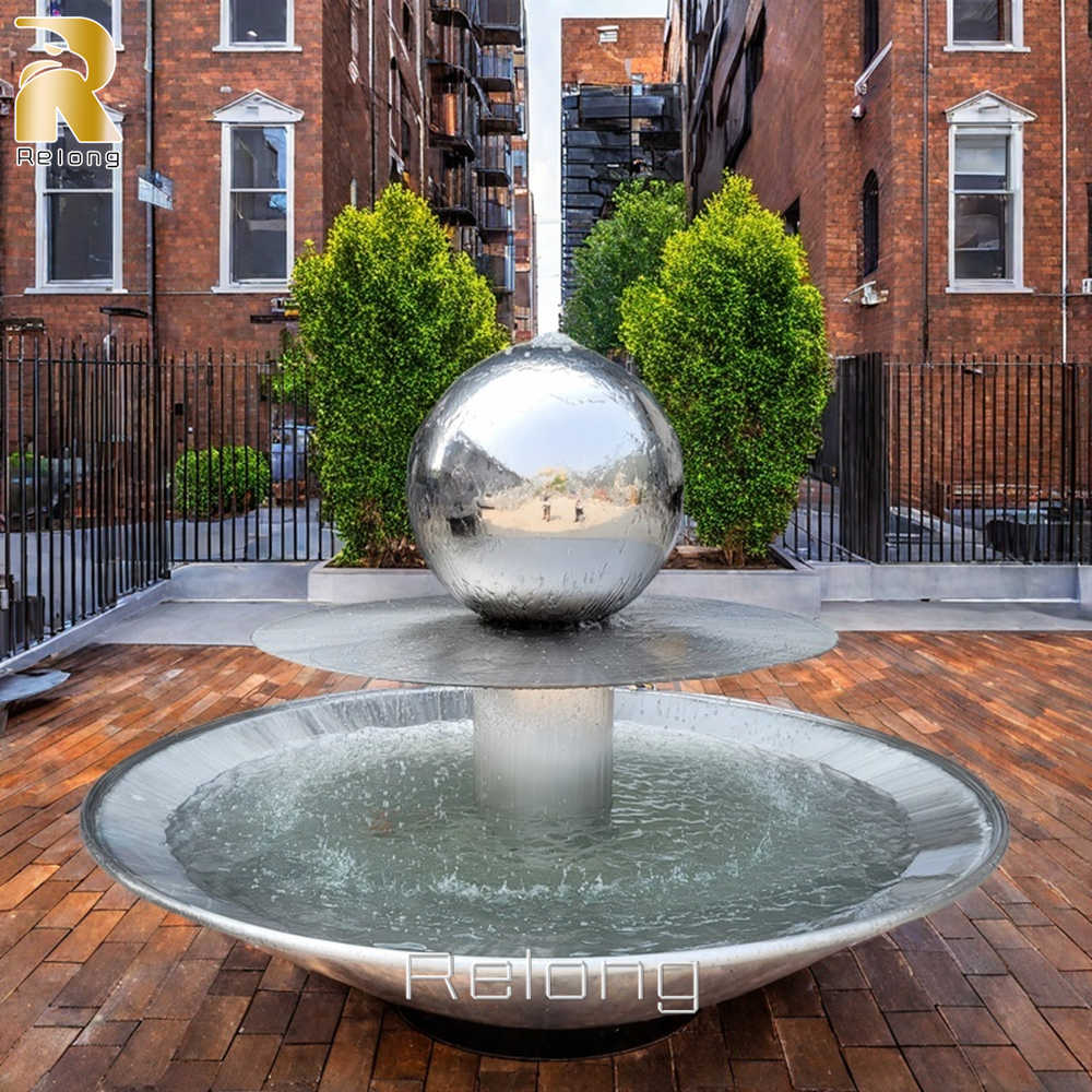 stainless steel sphere water feature sculpture