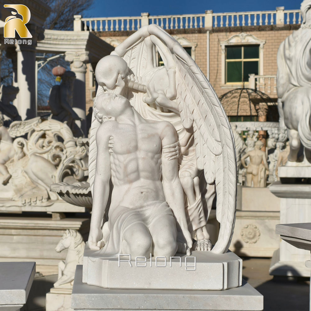 white marble kiss of death statue replica