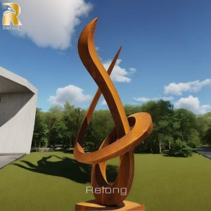 modern abstract corten steel sculpture