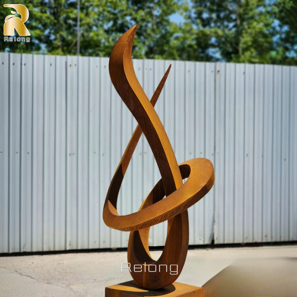 corten steel abstract sculpture for garden