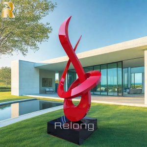 decorative red metal sculpture