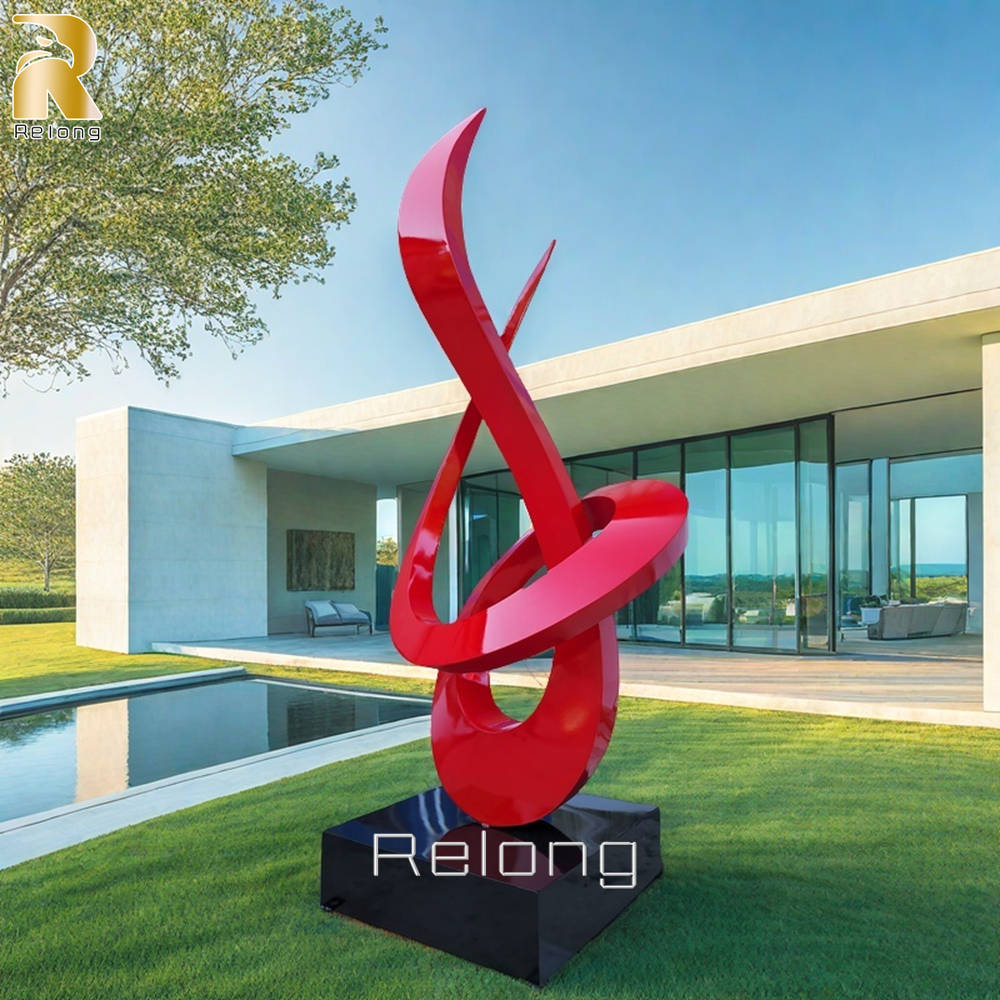 decorative red metal sculpture
