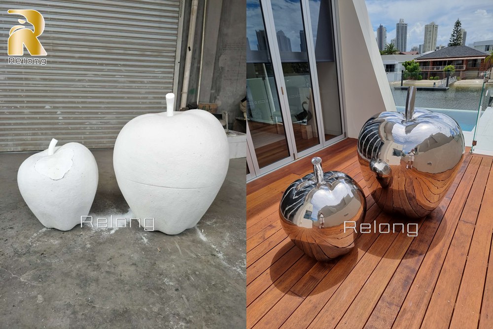 factory finished stainless steel apple sculpture