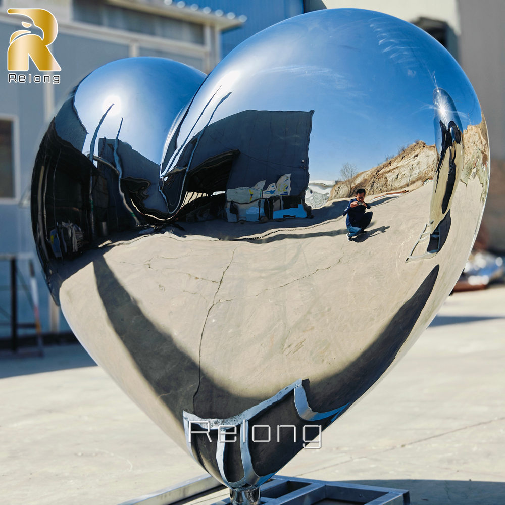 high polished stainless steel heart sculpture