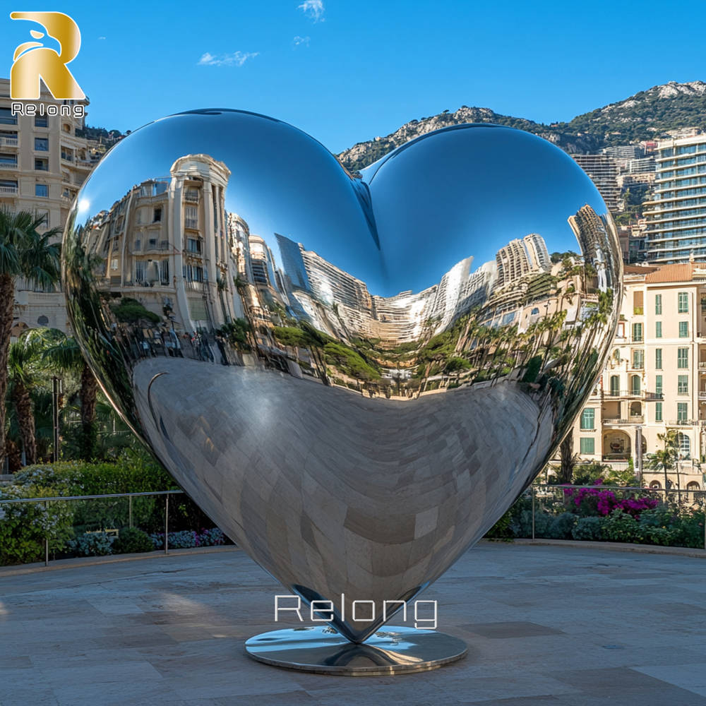 modern high quality stainless steel heart shape sculpture