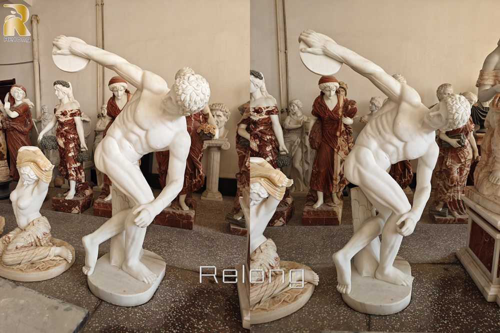 marble discobolus statue details