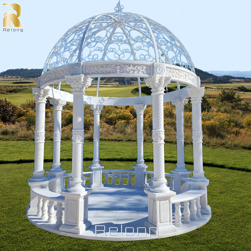 Factory Wholesale White Marble Garden Gazebo RMGC-007