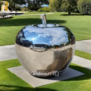mirror polished metal apple sculpture