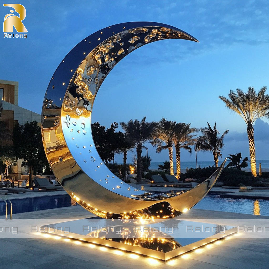 metal half moon sculpture