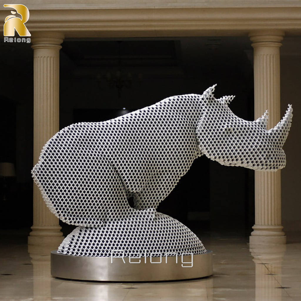 metal rhino sculpture