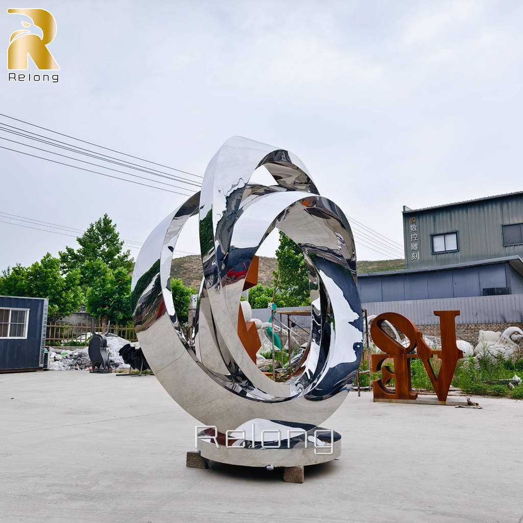 stainless steel metal ring sculpture