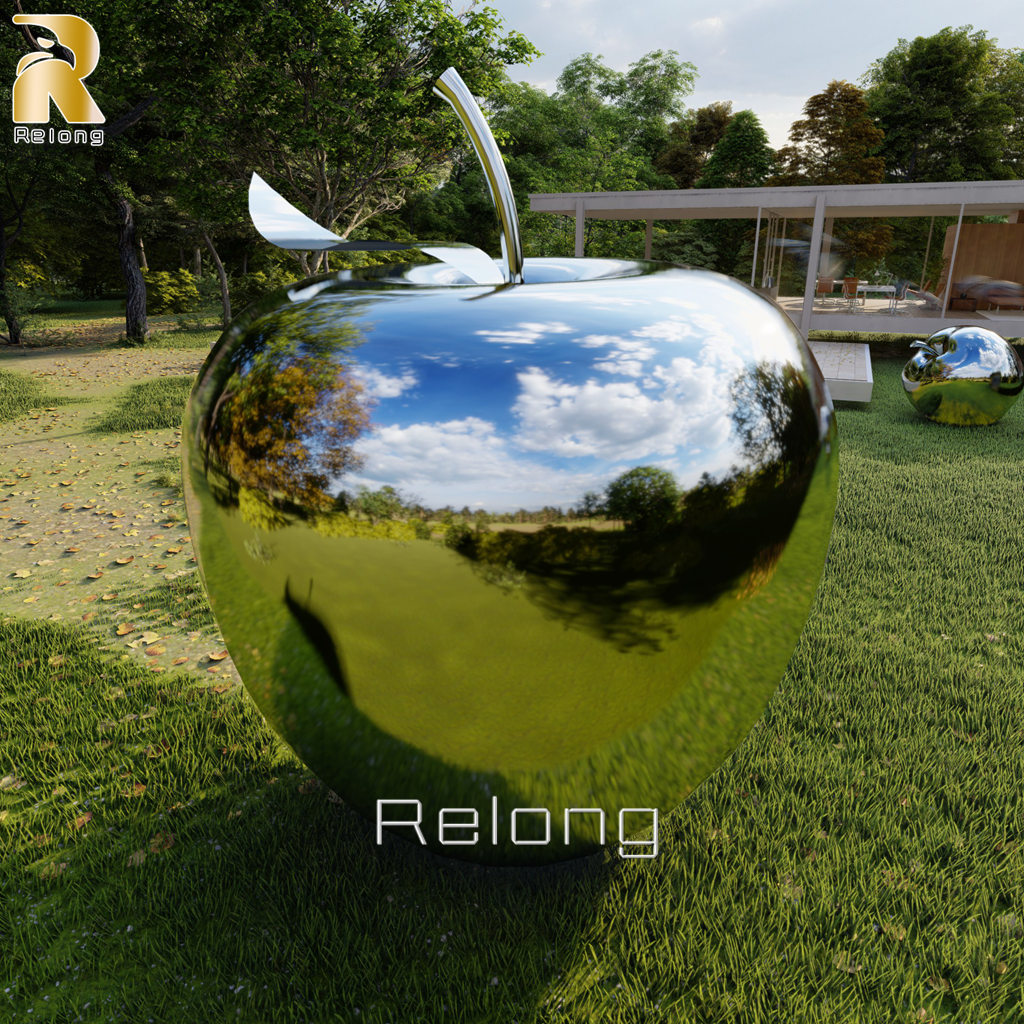 outdoor modern apple sculpture