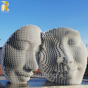 white modern metal pipe sculpture