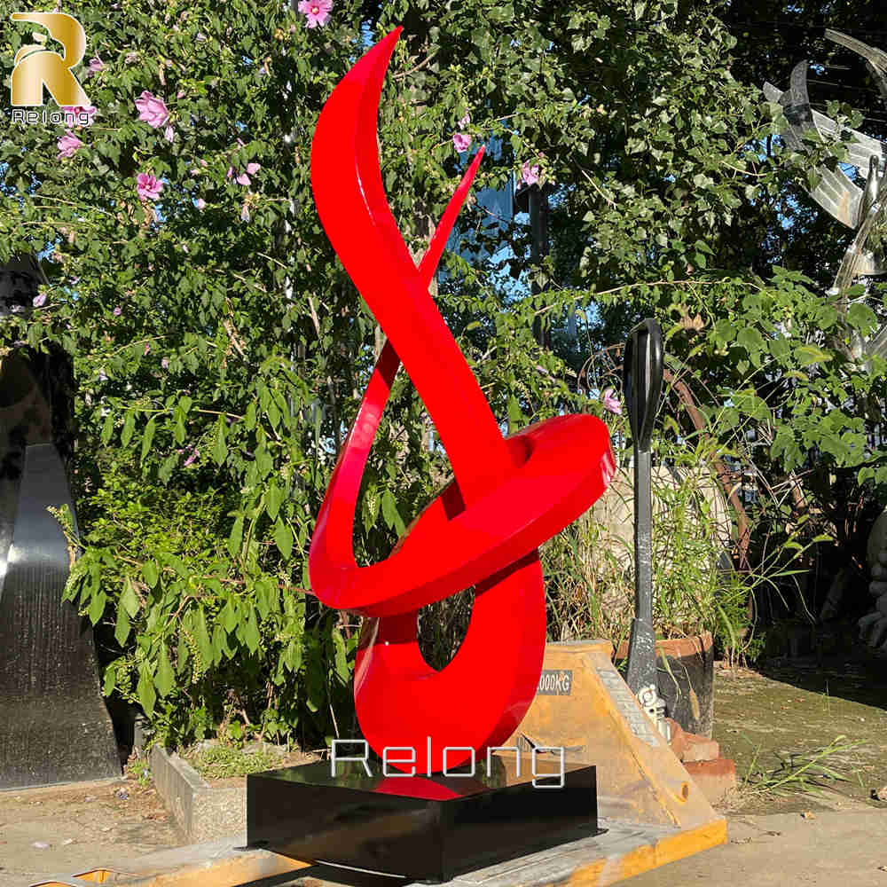 modern stainless steel red sculpture